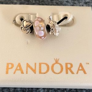 THREE like new pandora charms! Authentic